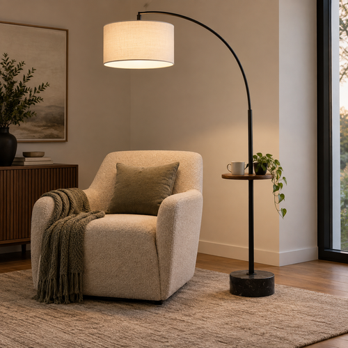 Concept render of arc floor lamp with tray