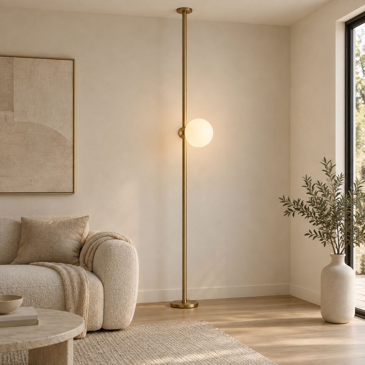 Concept render of orb tension floor lamp