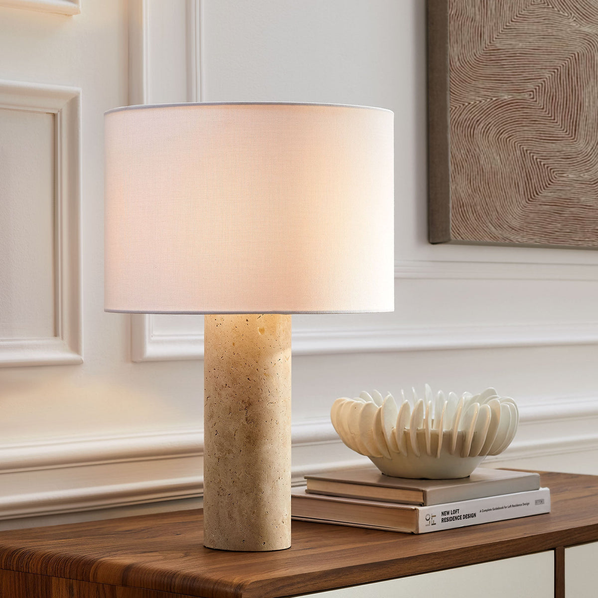 Zenith Travertine Table Lamp by Modway
